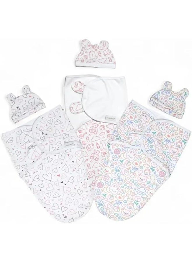Baby Blanket, Swaddle Blanket 0-3 months, Newborn Essentials, Infant Sleep Sack Wrap, 100% Breathable Cotton, Baby Boy Girl, Adjustable 3